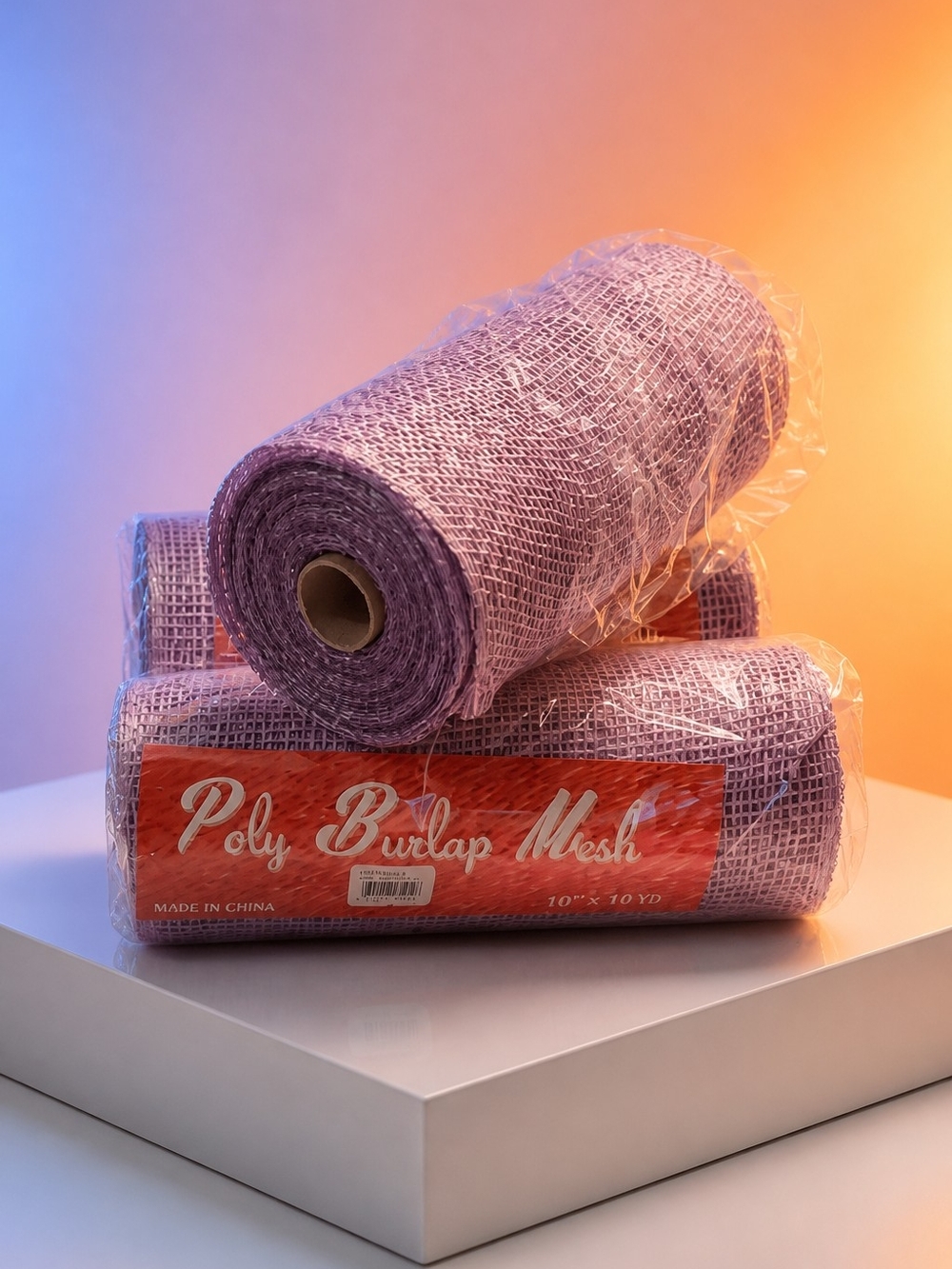 NWT 3 Rolls - Lavender Burlap Craft Mesh 10" ×  10 Yd